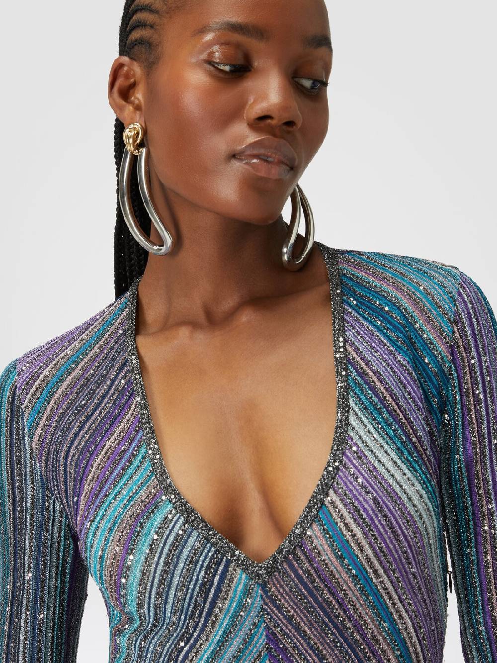 Missoni Abito Lungo In Maglia Plissée Lamé