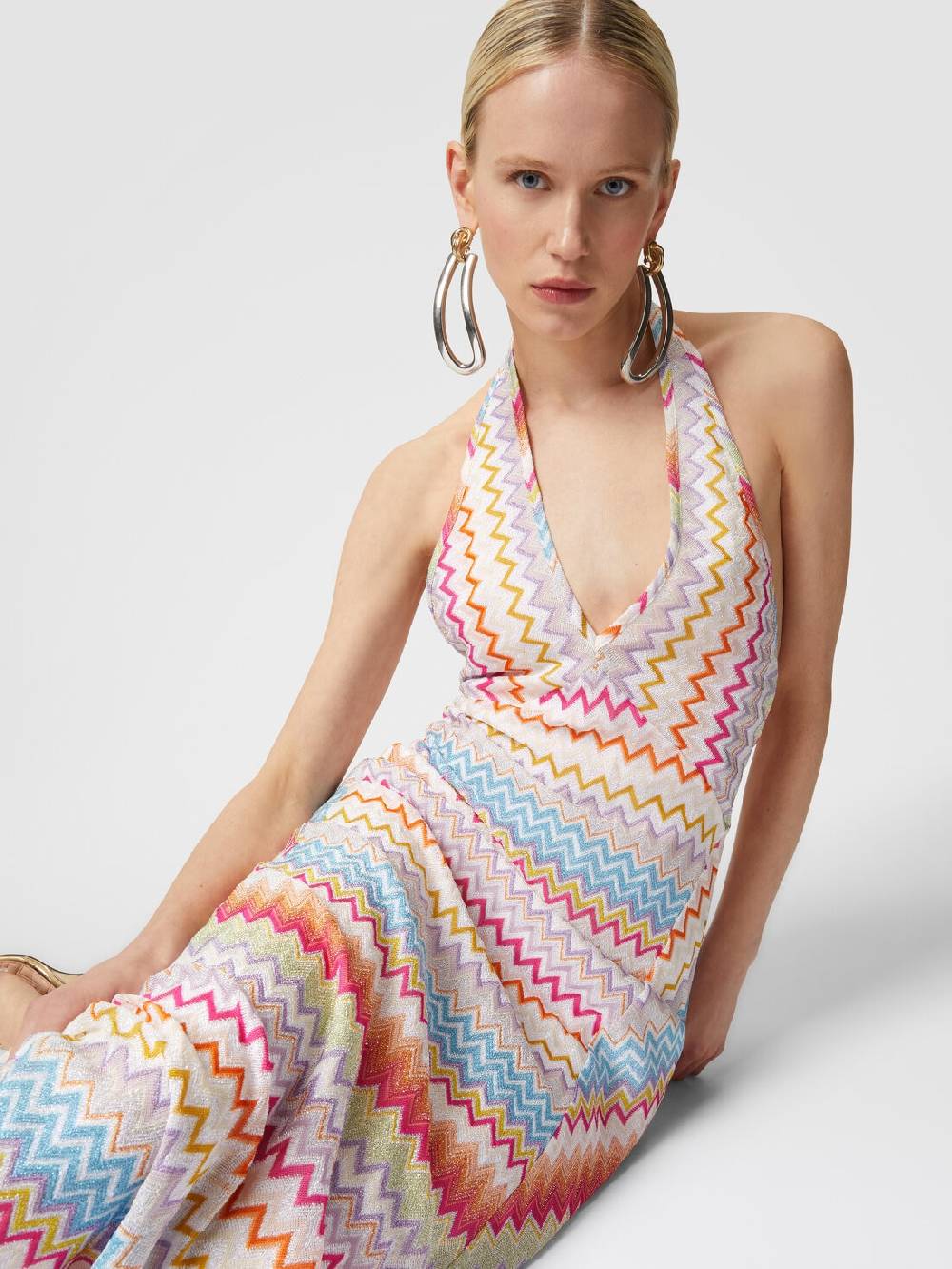 Missoni Abito Lungo In Viscosa Zig Zag Con Lurex