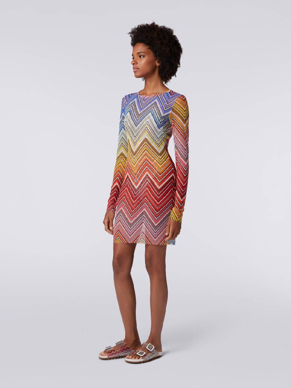 Missoni Abito Mare In Tulle Stampa Zig Zag