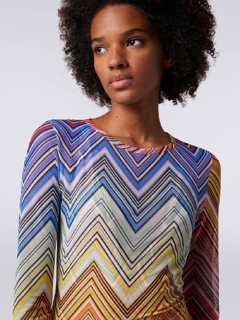 Missoni Abito Mare In Tulle Stampa Zig Zag