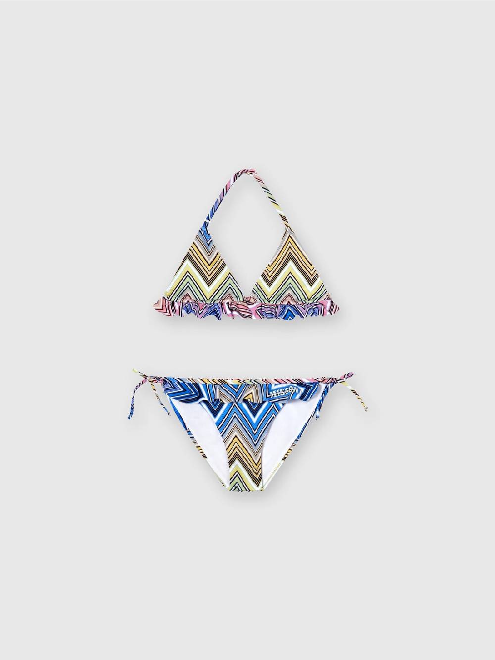 Missoni Bikini chevron con volant e scritta logo