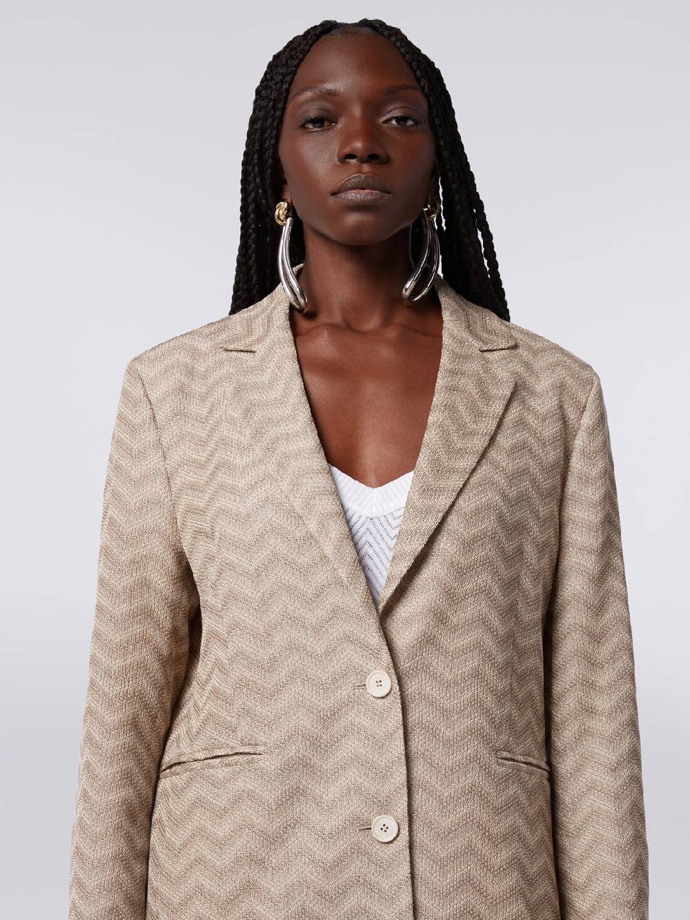 Missoni Blazer Monopetto In Cotone Chevron
