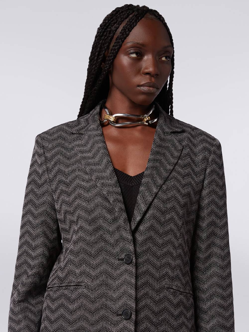 Missoni Blazer Monopetto In Cotone Chevron