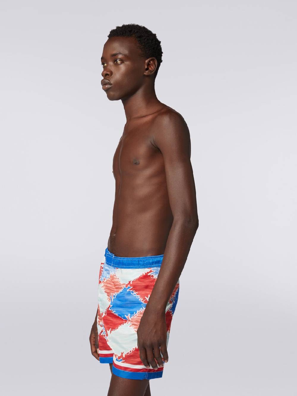 Missoni Boxer Mare In Nylon Fiammato Con Logo