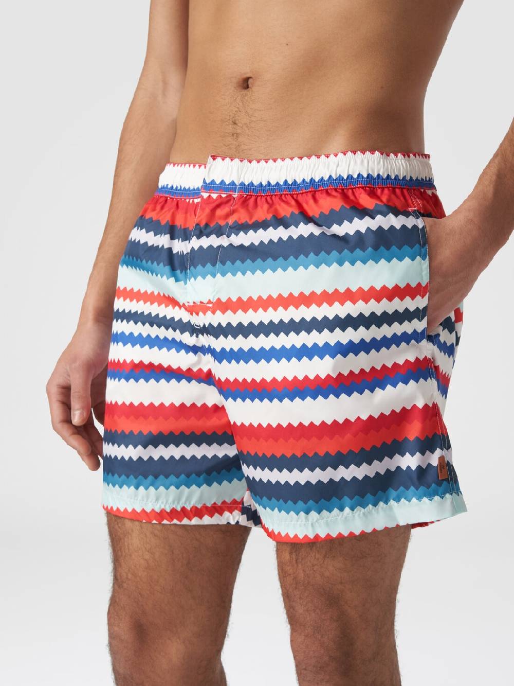 Missoni Boxer Mare In Nylon Stampa Micro Zig Zag