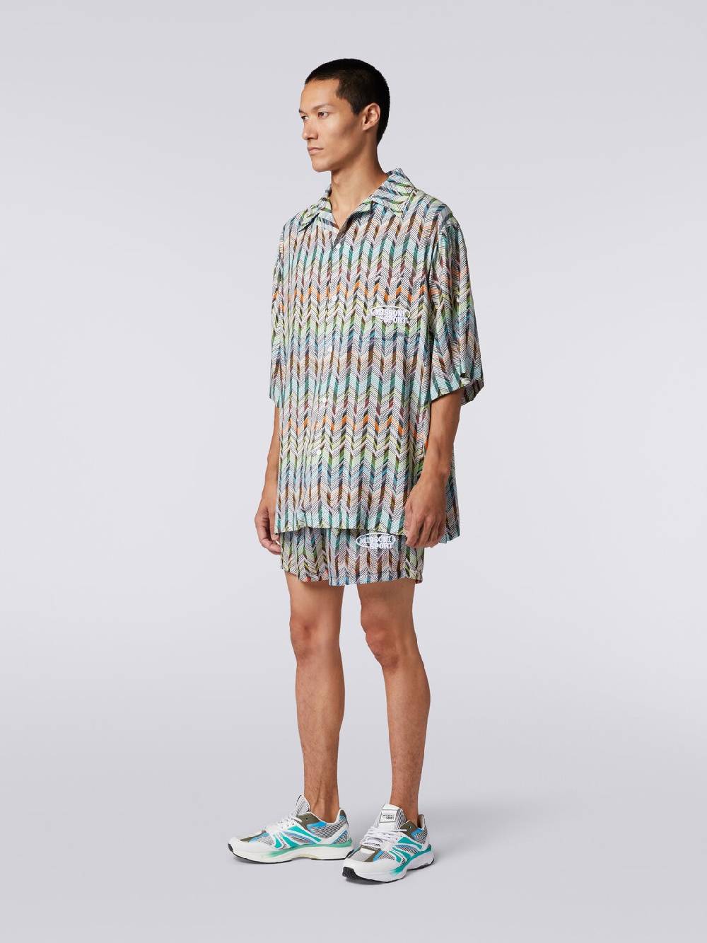 Missoni Boxer Mare In Nylon Stampato Con Logo