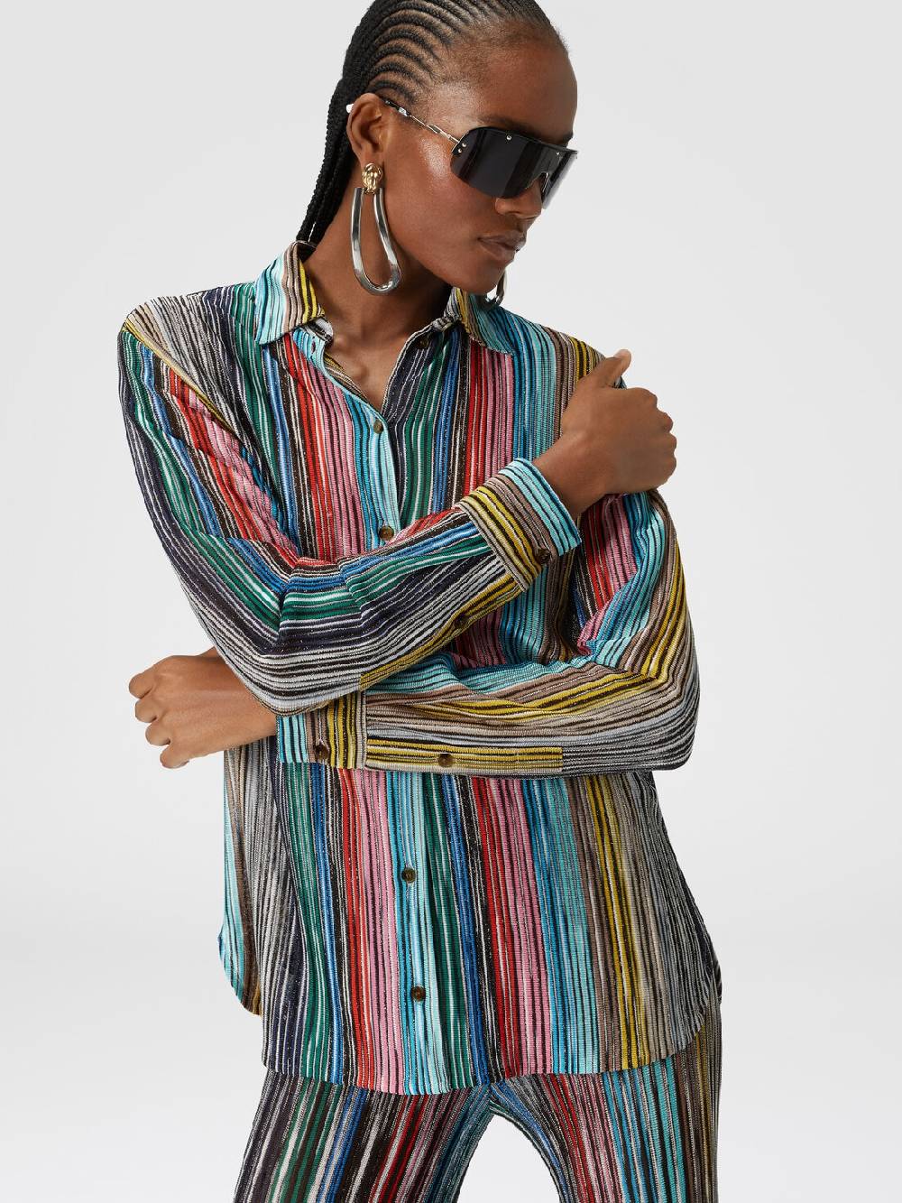 Missoni Camicia In Maglia A Costine Fiammata Lamé