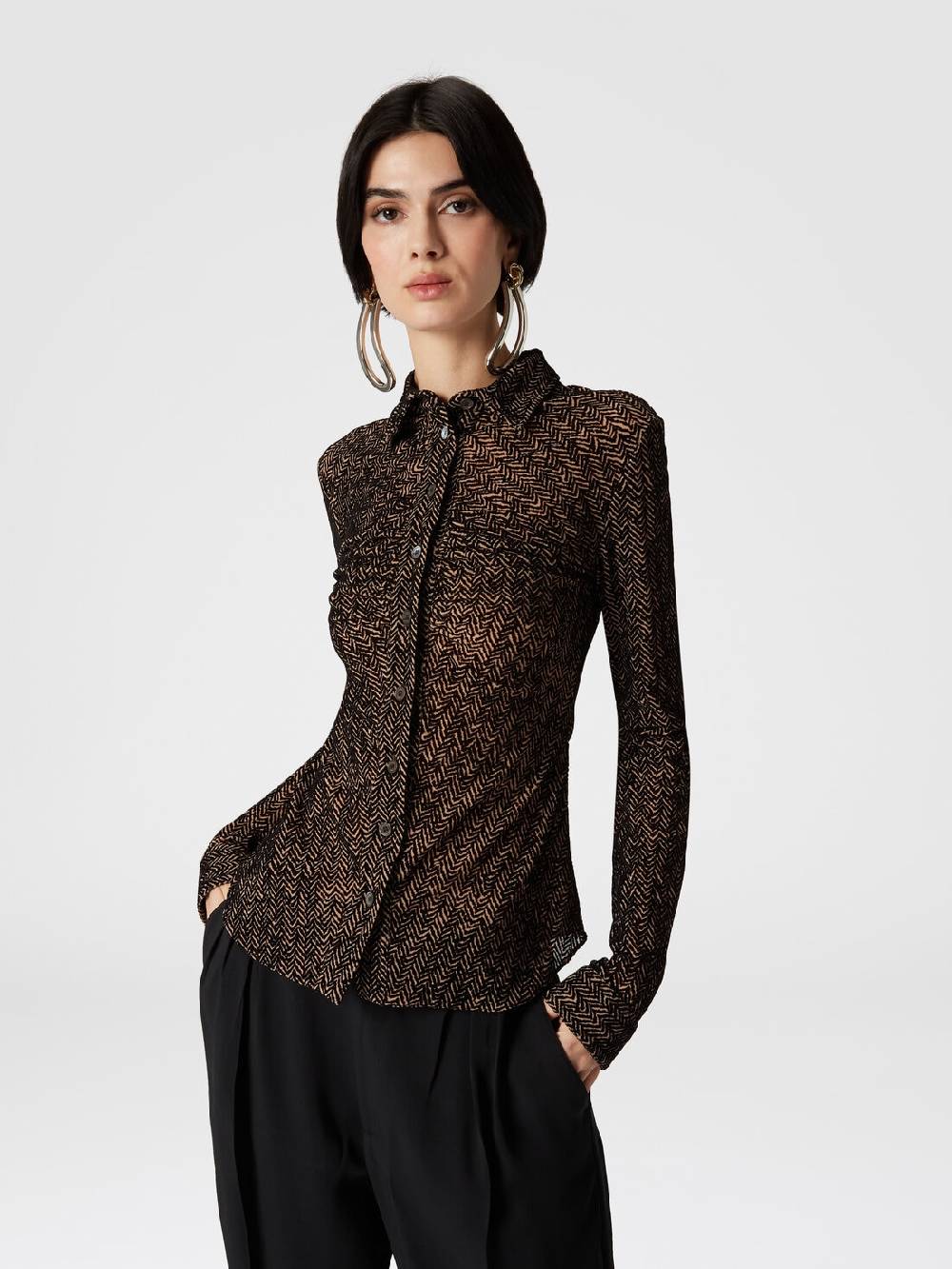 Missoni Camicia In Tulle Zig Zag Con Arricciatura