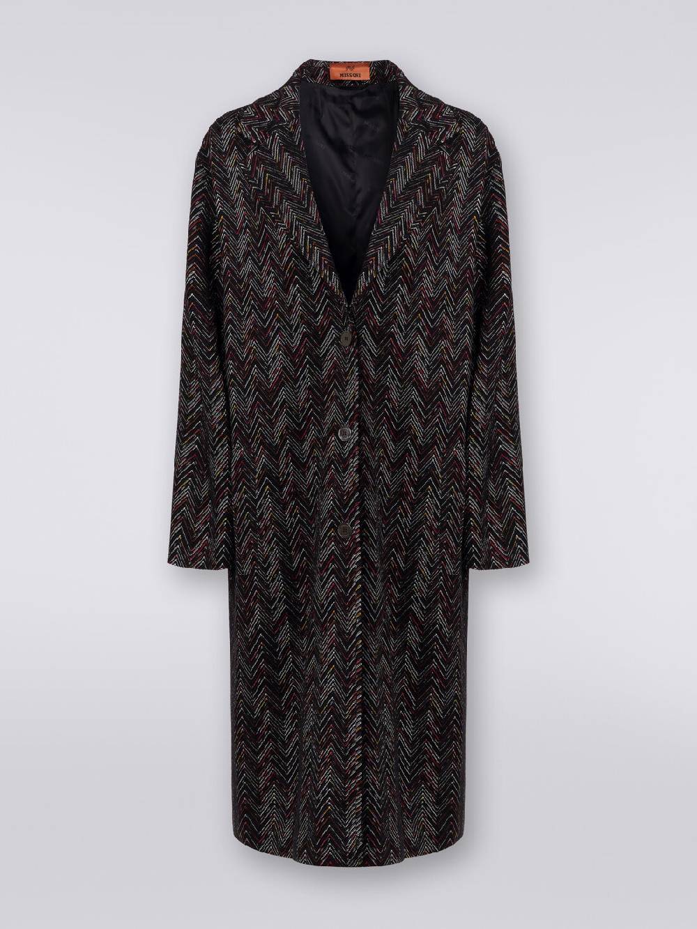 Missoni Cappotto Monopetto In Misto Lana Zig Zag