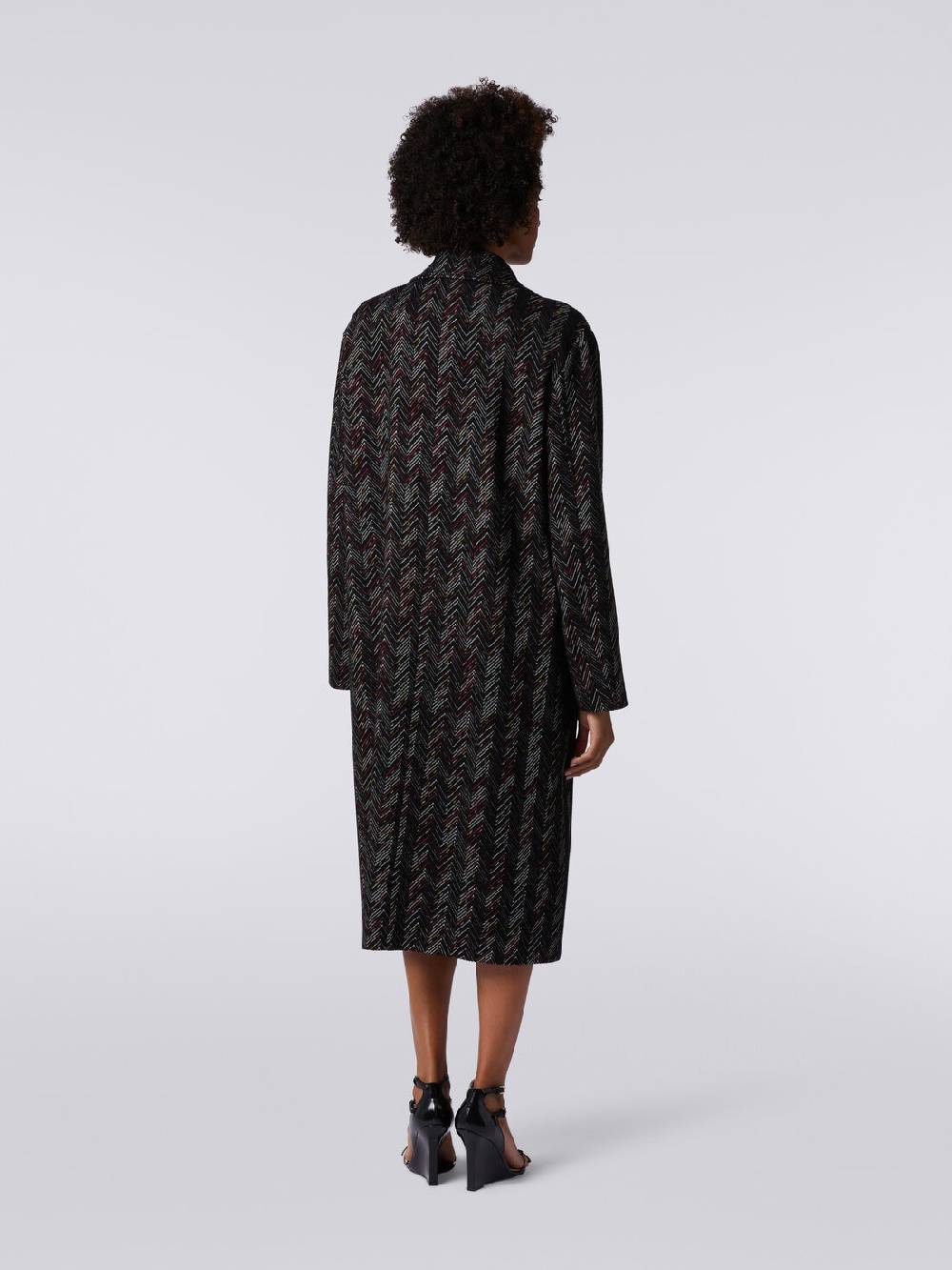 Missoni Cappotto Monopetto In Misto Lana Zig Zag