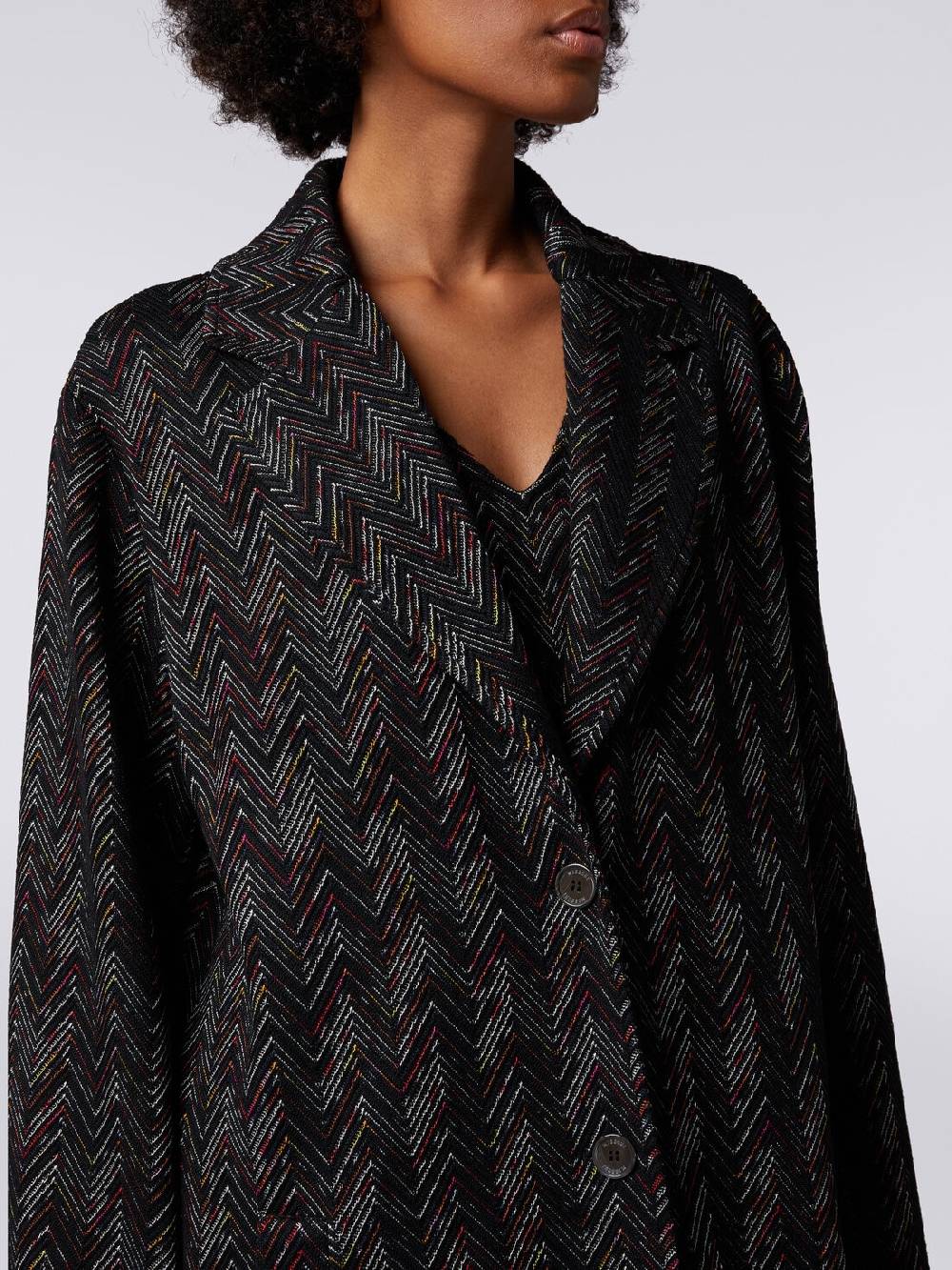 Missoni Cappotto Monopetto In Misto Lana Zig Zag
