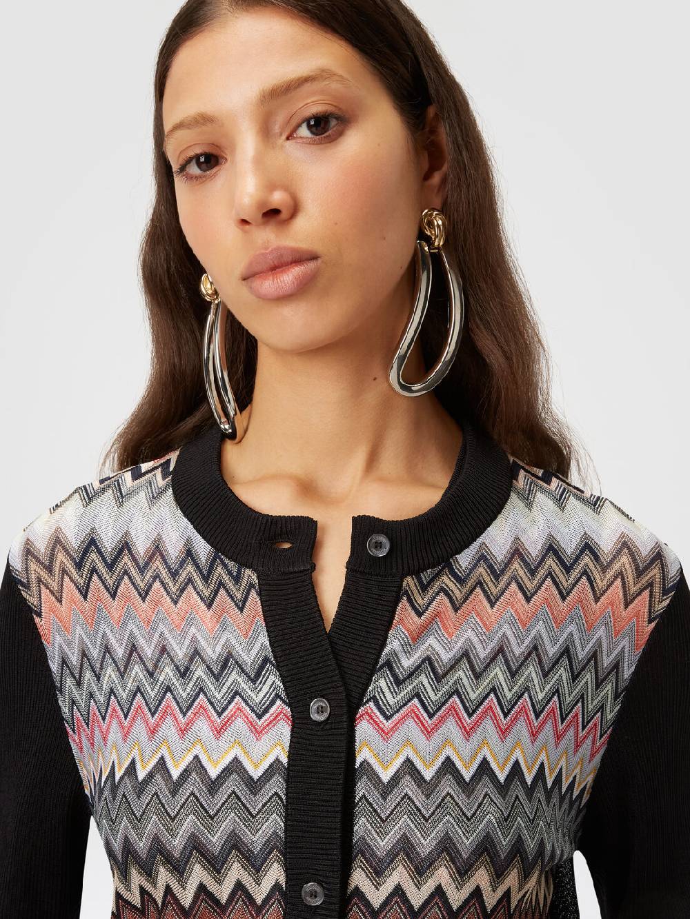 Missoni Cardigan Corto In Viscosa Chevron