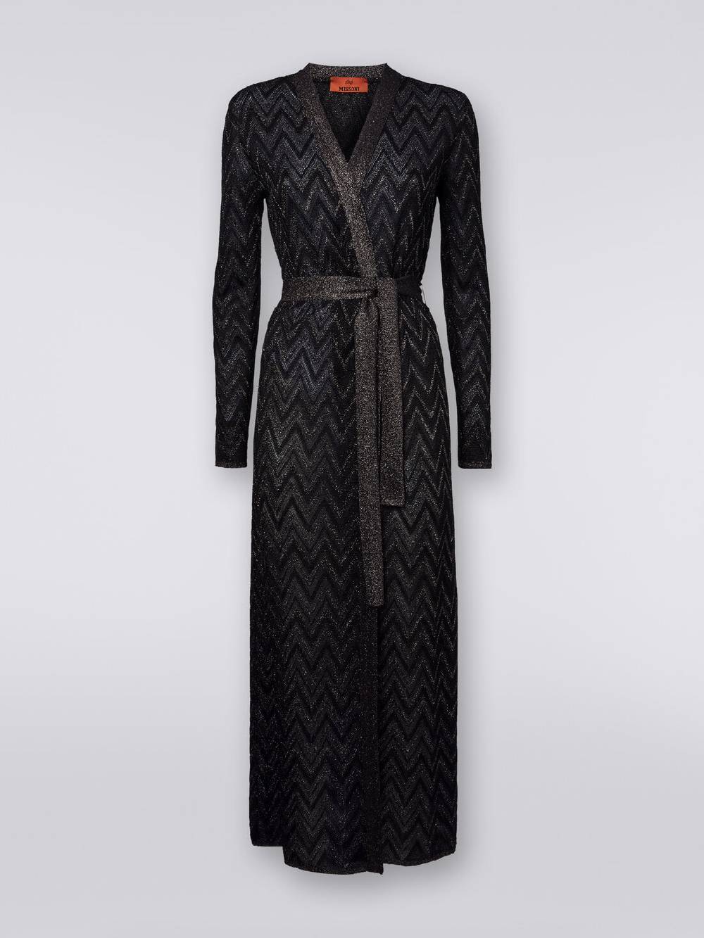 Missoni Cardigan Lungo In Maglia Chevron Con Lurex