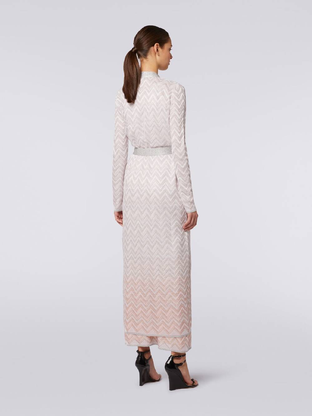 Missoni Cardigan Lungo In Maglia Chevron Con Lurex