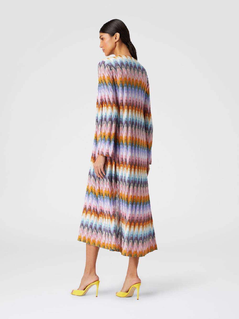 Missoni Cardigan Lungo In Maglia Zig Zag Lamé
