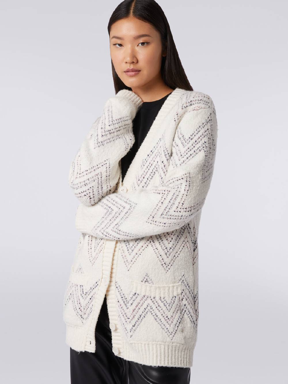 Missoni Cardigan Oversize In Misto Cotone Zig Zag