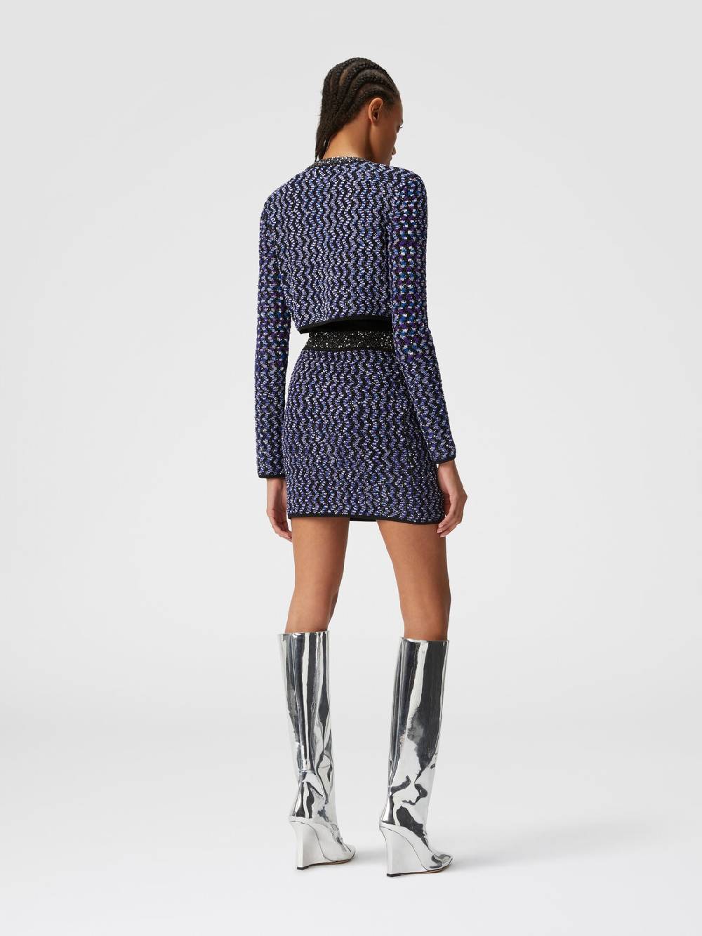 Missoni Cardigan Zig Zag Goffrato Con Paillettes