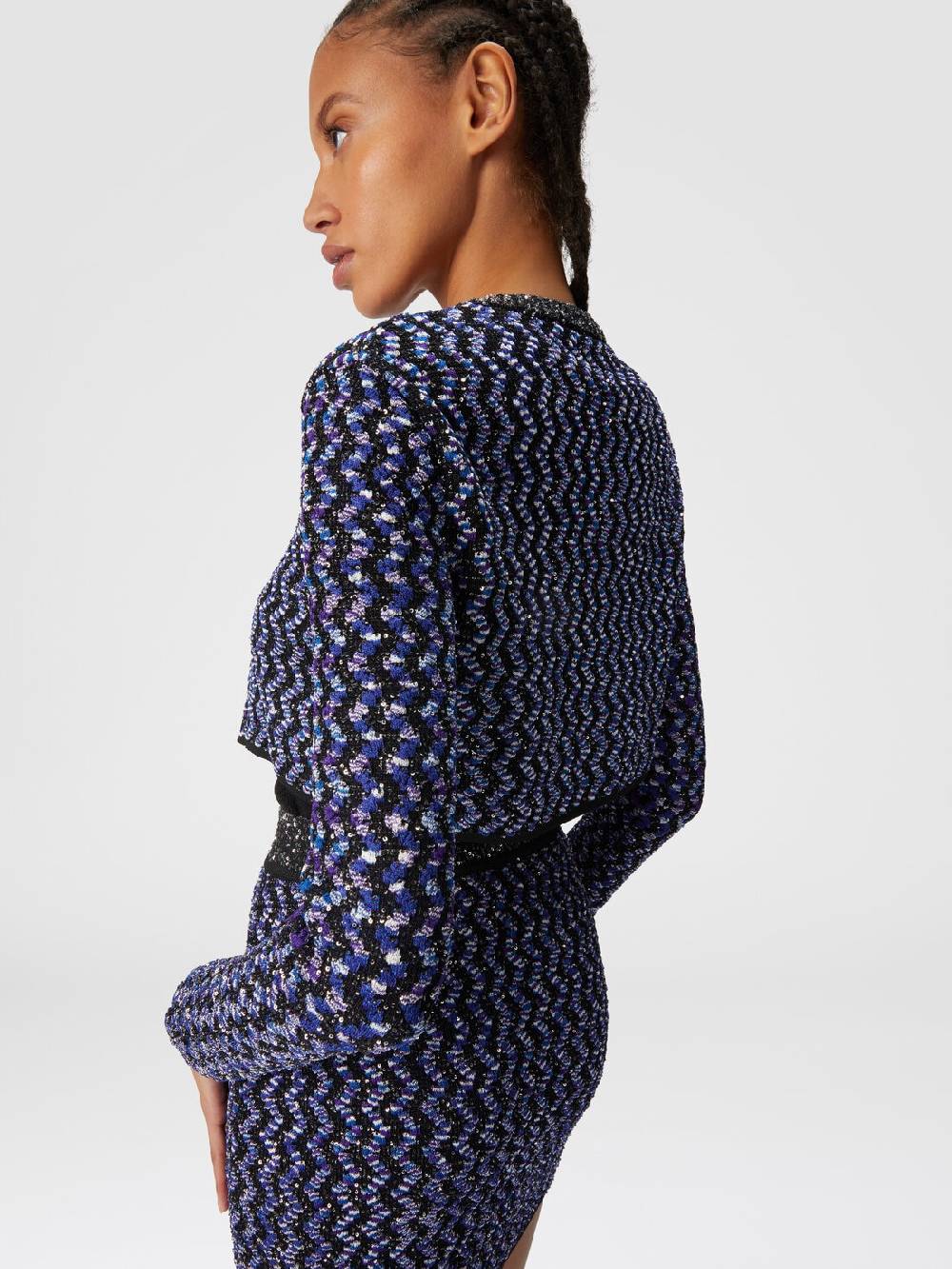 Missoni Cardigan Zig Zag Goffrato Con Paillettes