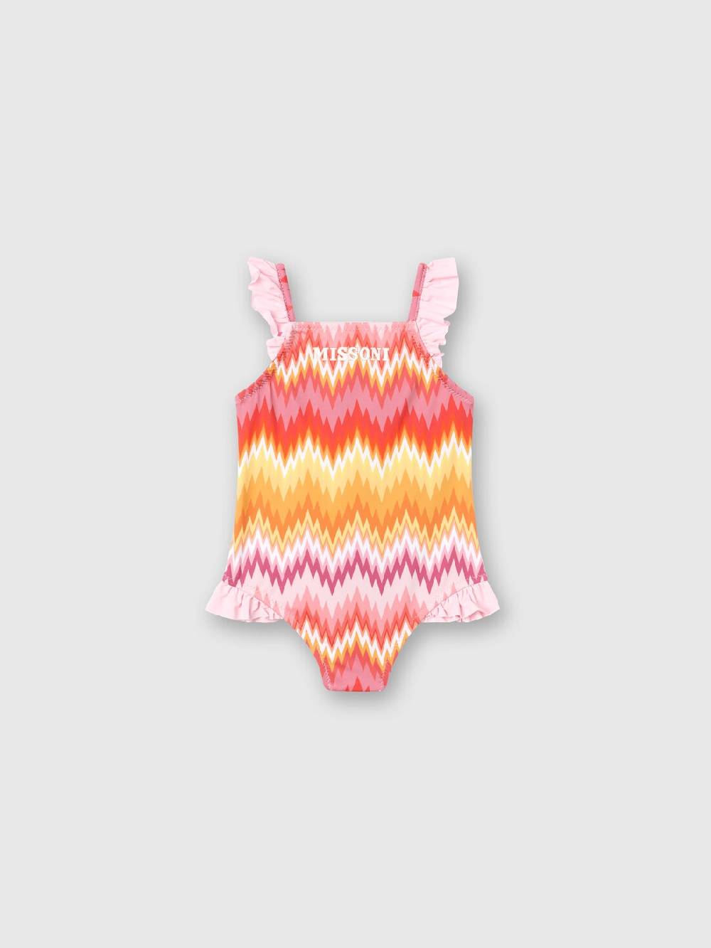 Missoni Costume Intero Chevron Con Volant E Logo
