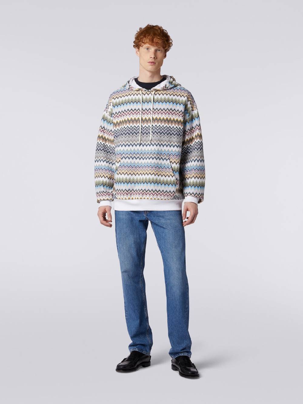 Missoni Felpa con cappuccio in cotone zig zag