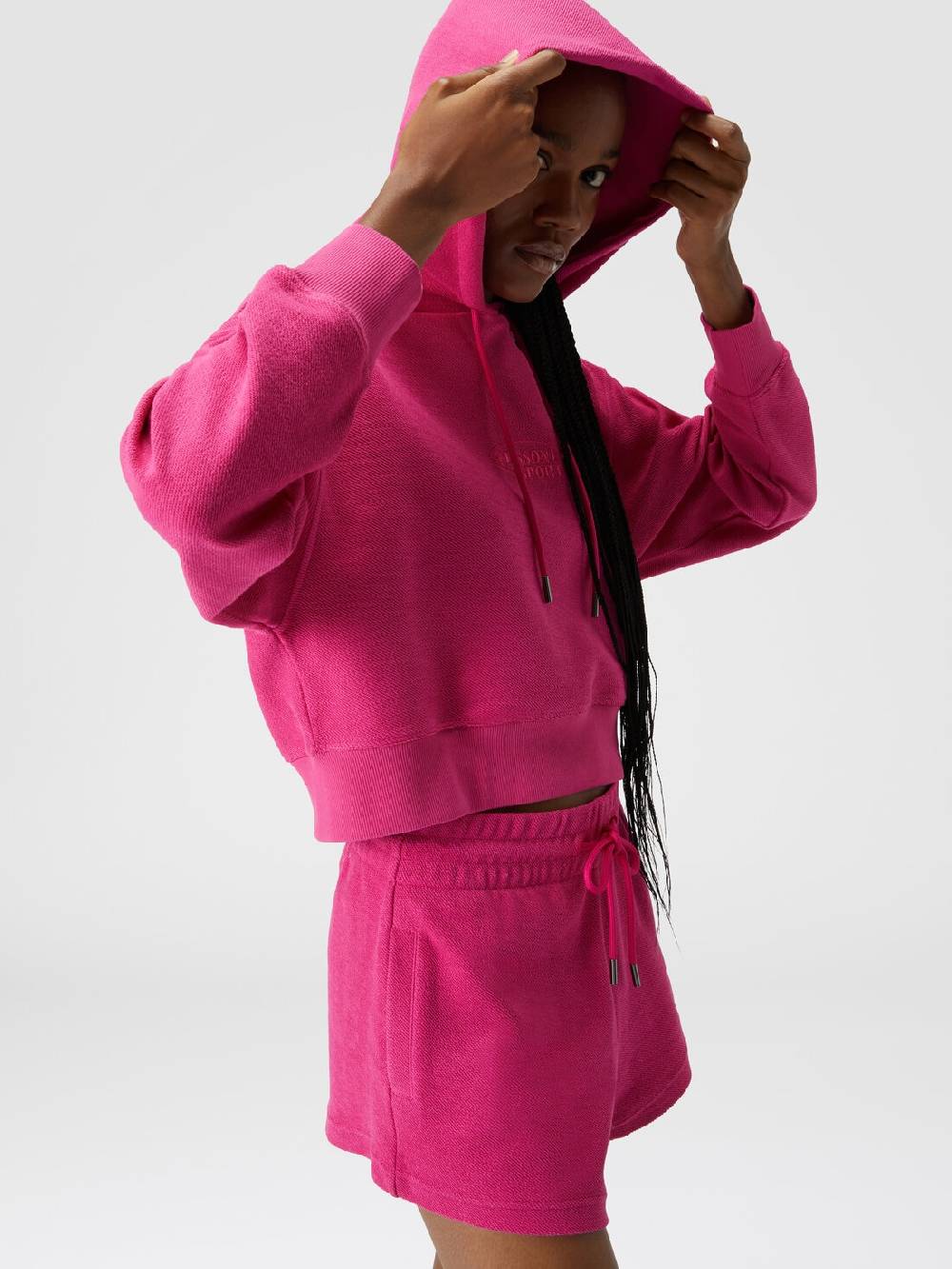 Missoni Felpa Garzata Crop Con Cappuccio E Logo