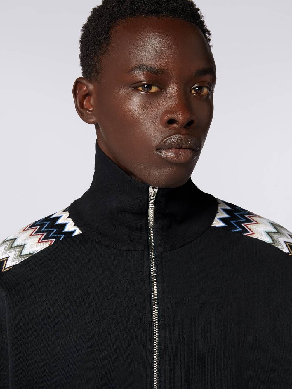 Missoni Felpa In Cotone Con Zip E Inserti Zig Zag