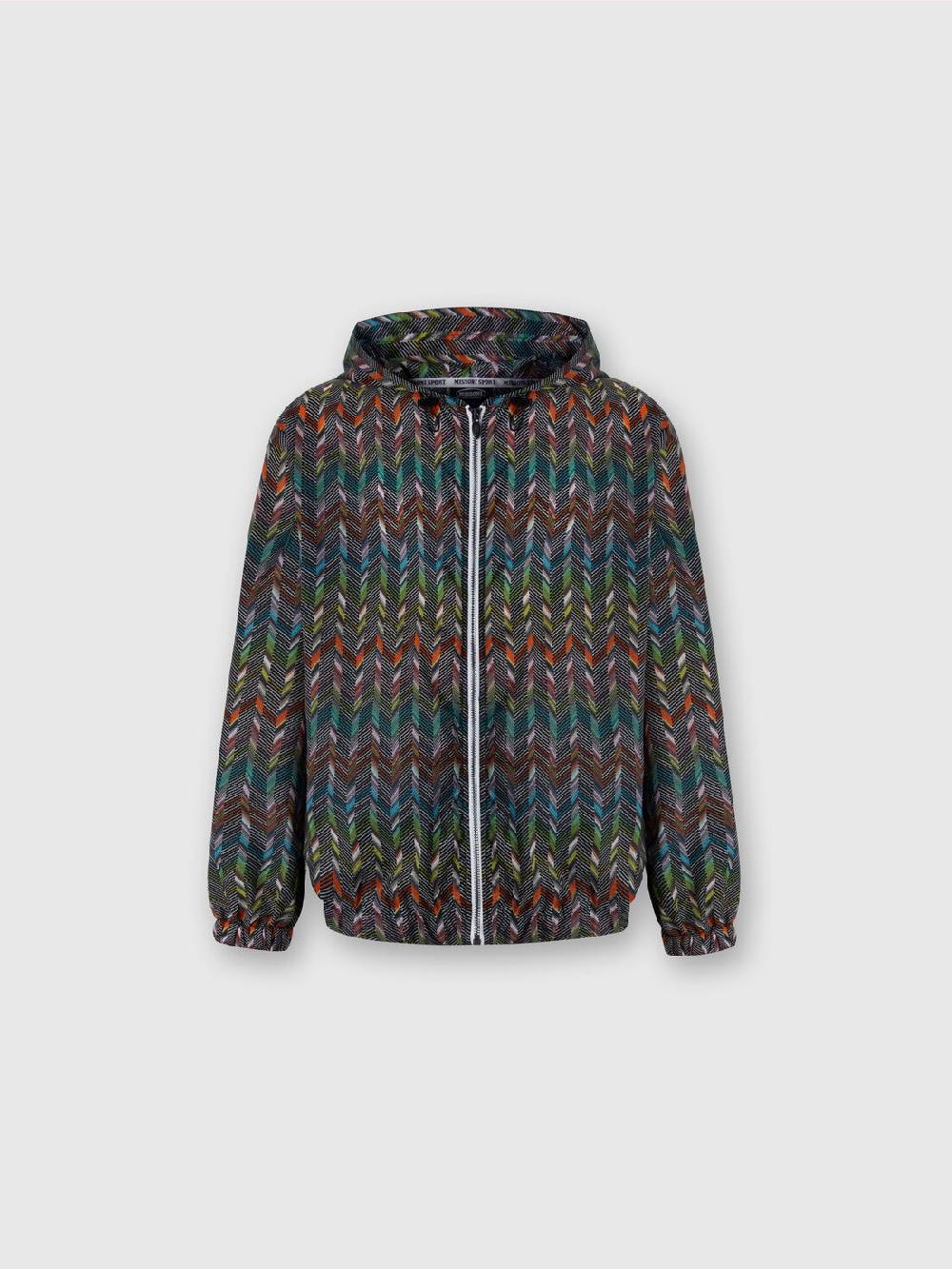 Missoni Giacca A Vento In Nylon Stampato Con Logo