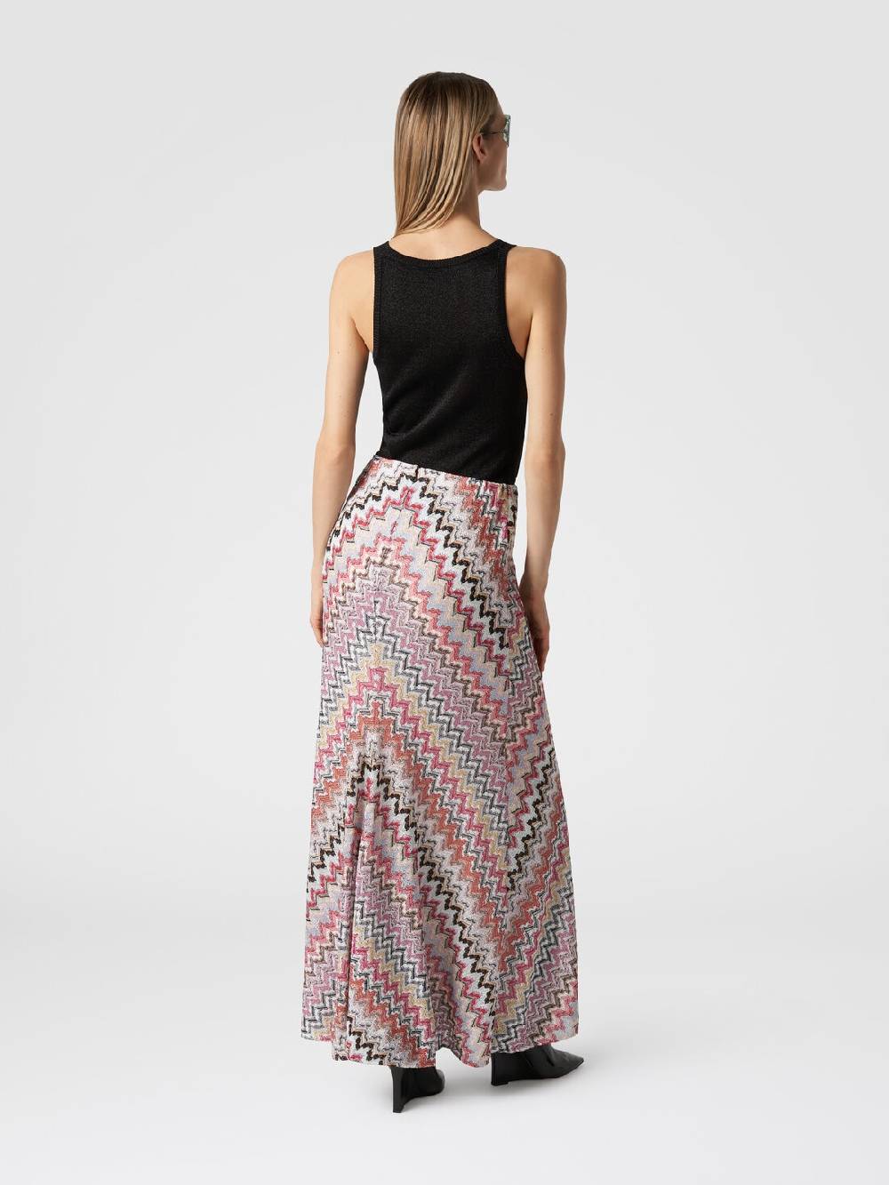 Missoni Gonna Lunga In Viscosa Lamé Zig Zag