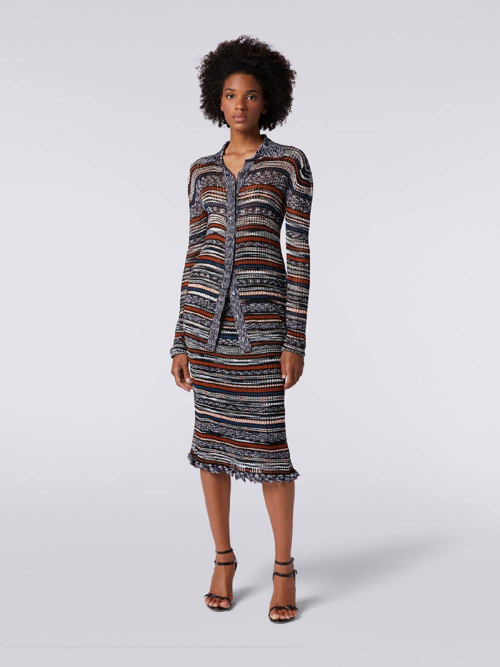 Missoni Gonna midi a costine in viscosa fiammata