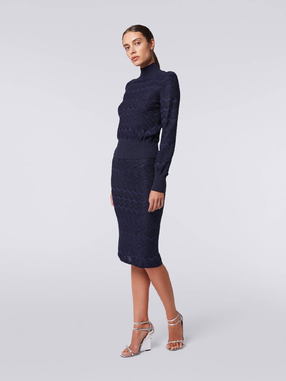 Missoni Gonna Midi In Viscosa E Lana Chevron