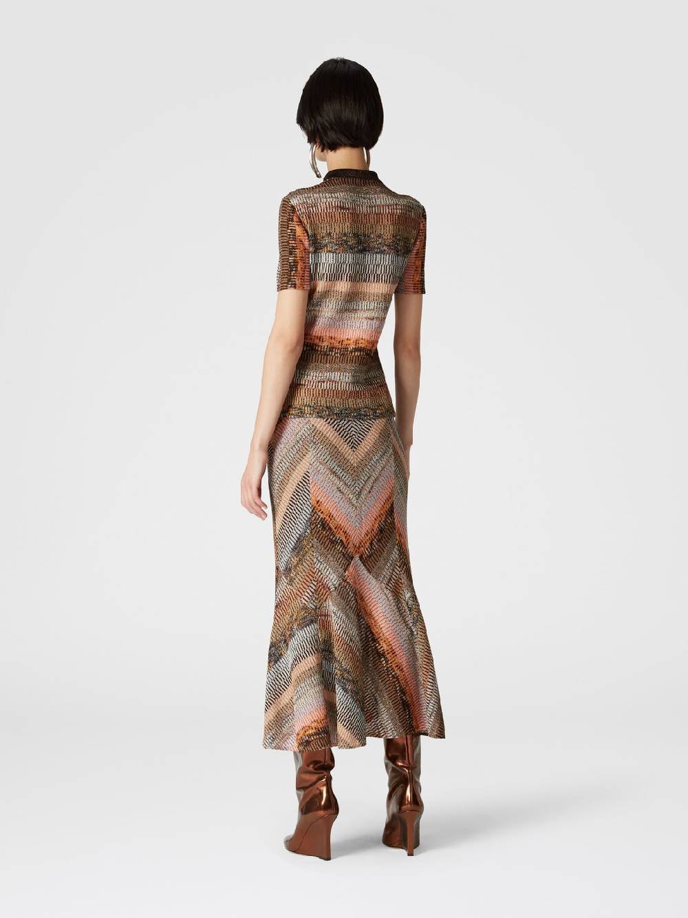 Missoni Gonna Midi Svasata Lamé Effetto Patchwork