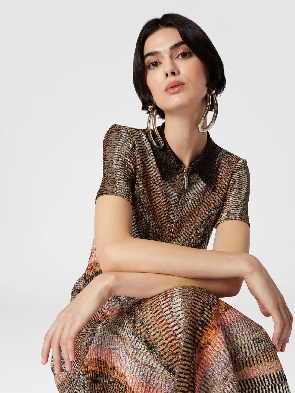 Missoni Gonna Midi Svasata Lamé Effetto Patchwork