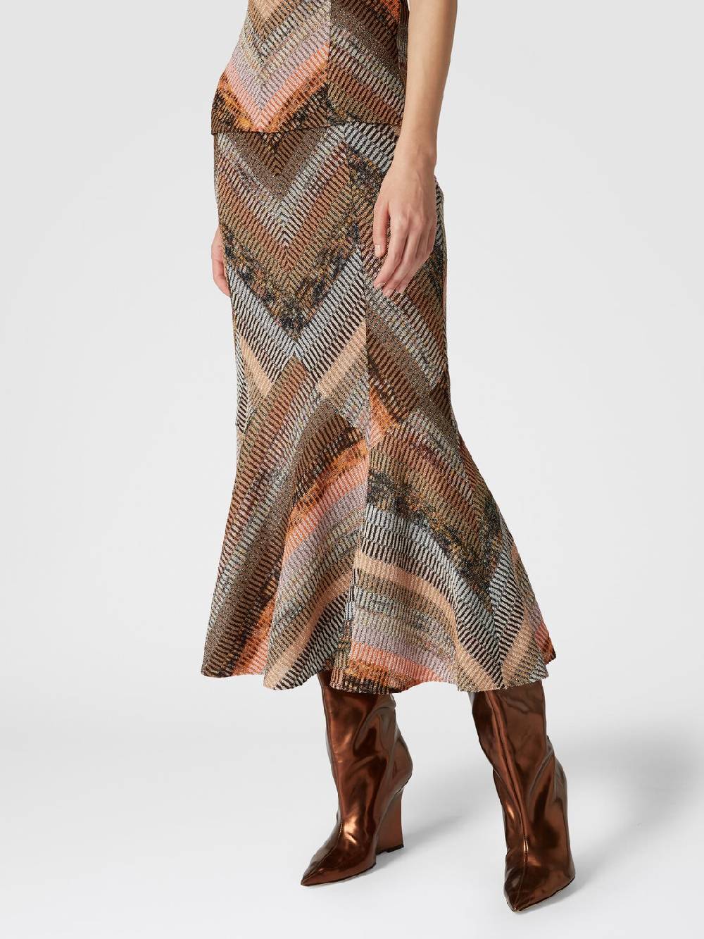 Missoni Gonna Midi Svasata Lamé Effetto Patchwork