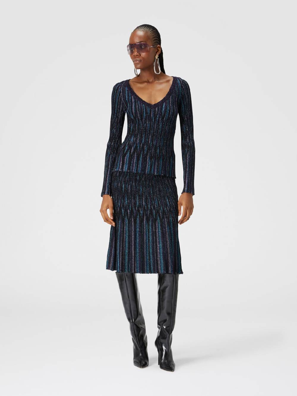 Missoni Gonna midi svasata motivo diamante lamé