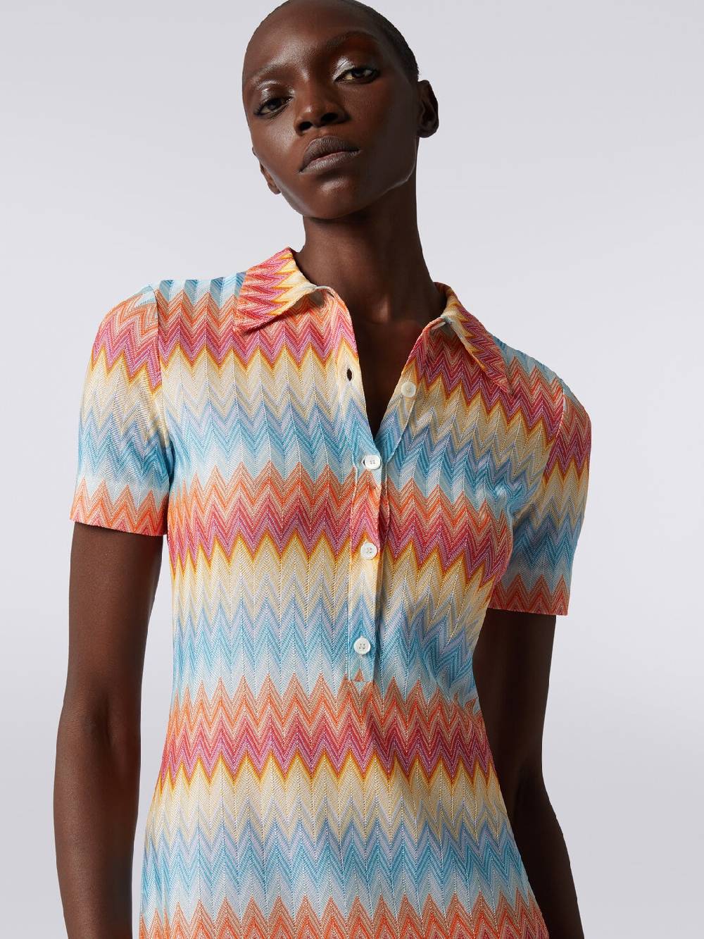 Missoni Mini-abito Modello Polo In Viscosa Zig Zag