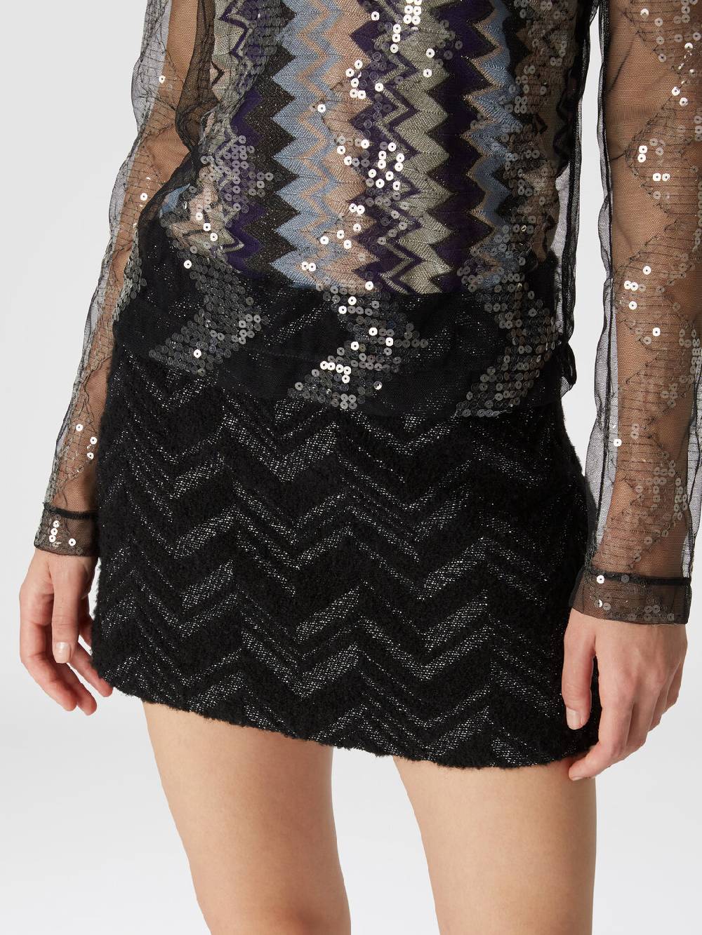 Missoni Minigonna Bouclé Con Motivo Chevron Lamé