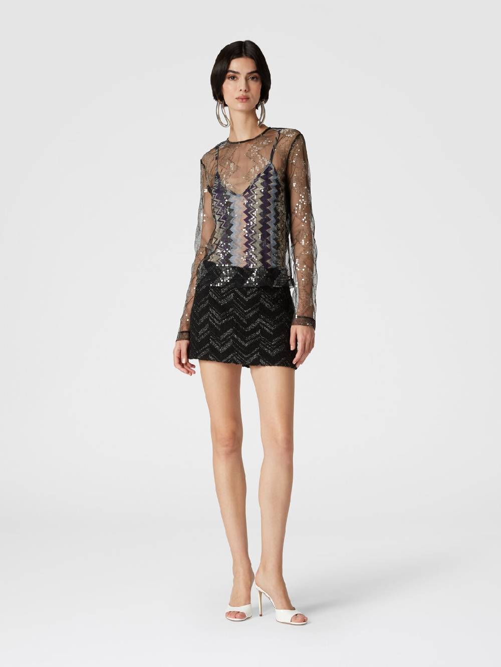 Missoni Minigonna bouclé con motivo chevron lamé