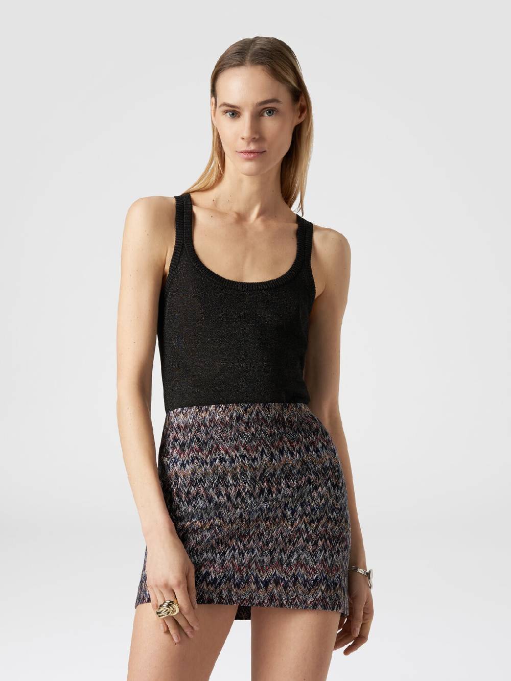 Missoni Minigonna In Misto Viscosa Lamé Zig Zag