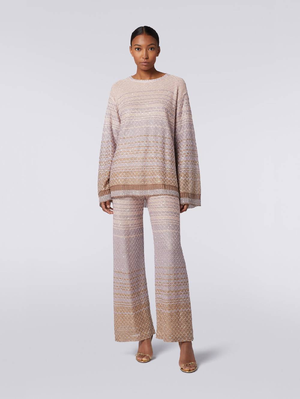 Missoni Pantaloni in maglia dégradé con paillettes