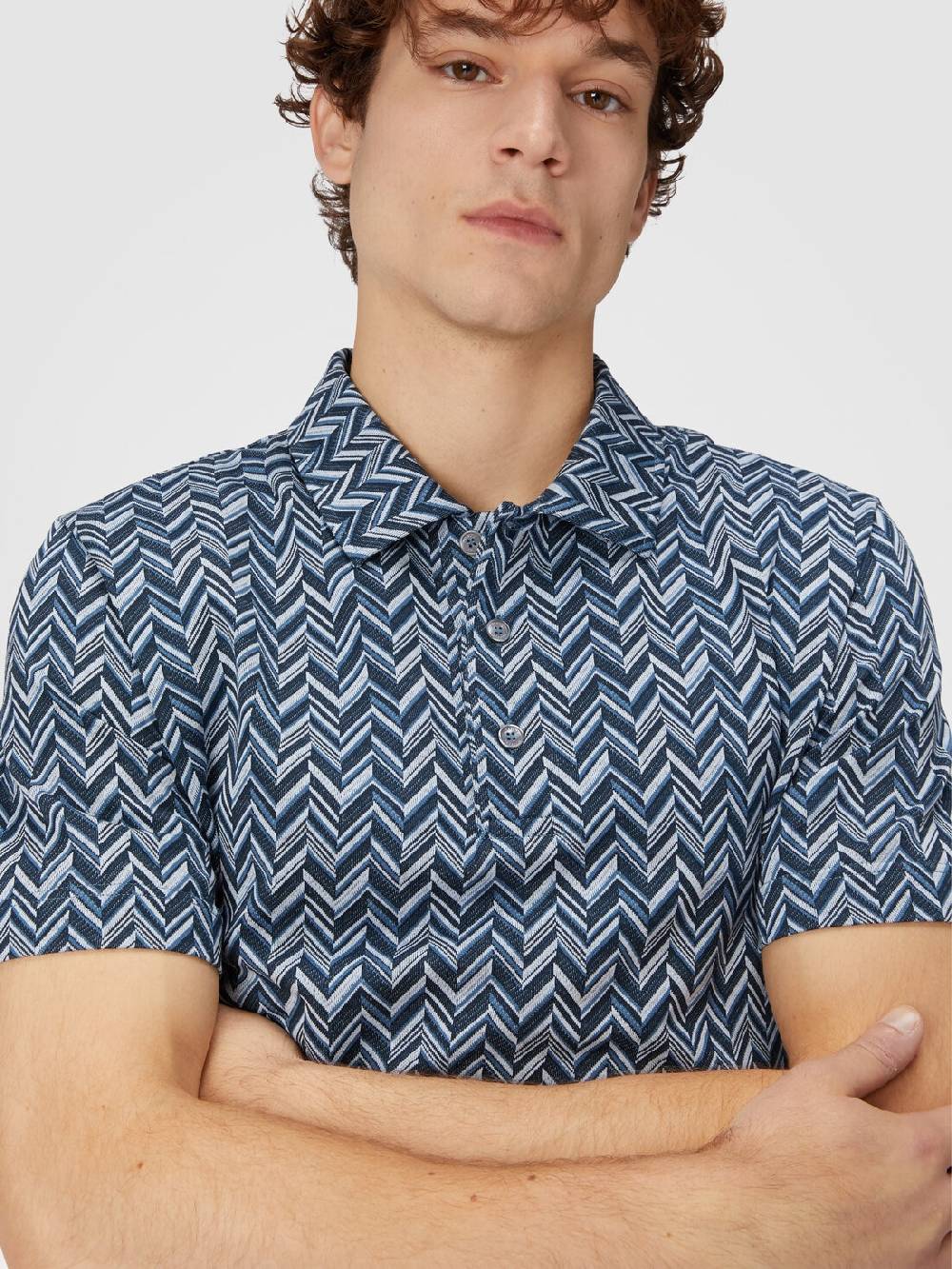 Missoni Polo In Jersey Di Cotone Jacquard Zig Zag