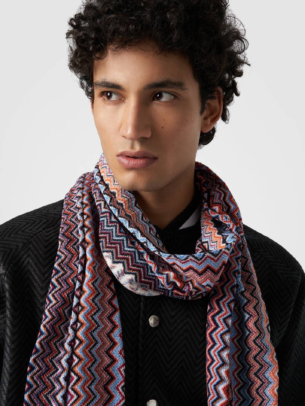 Missoni Sciarpa In Cotone Chevron Con Frange