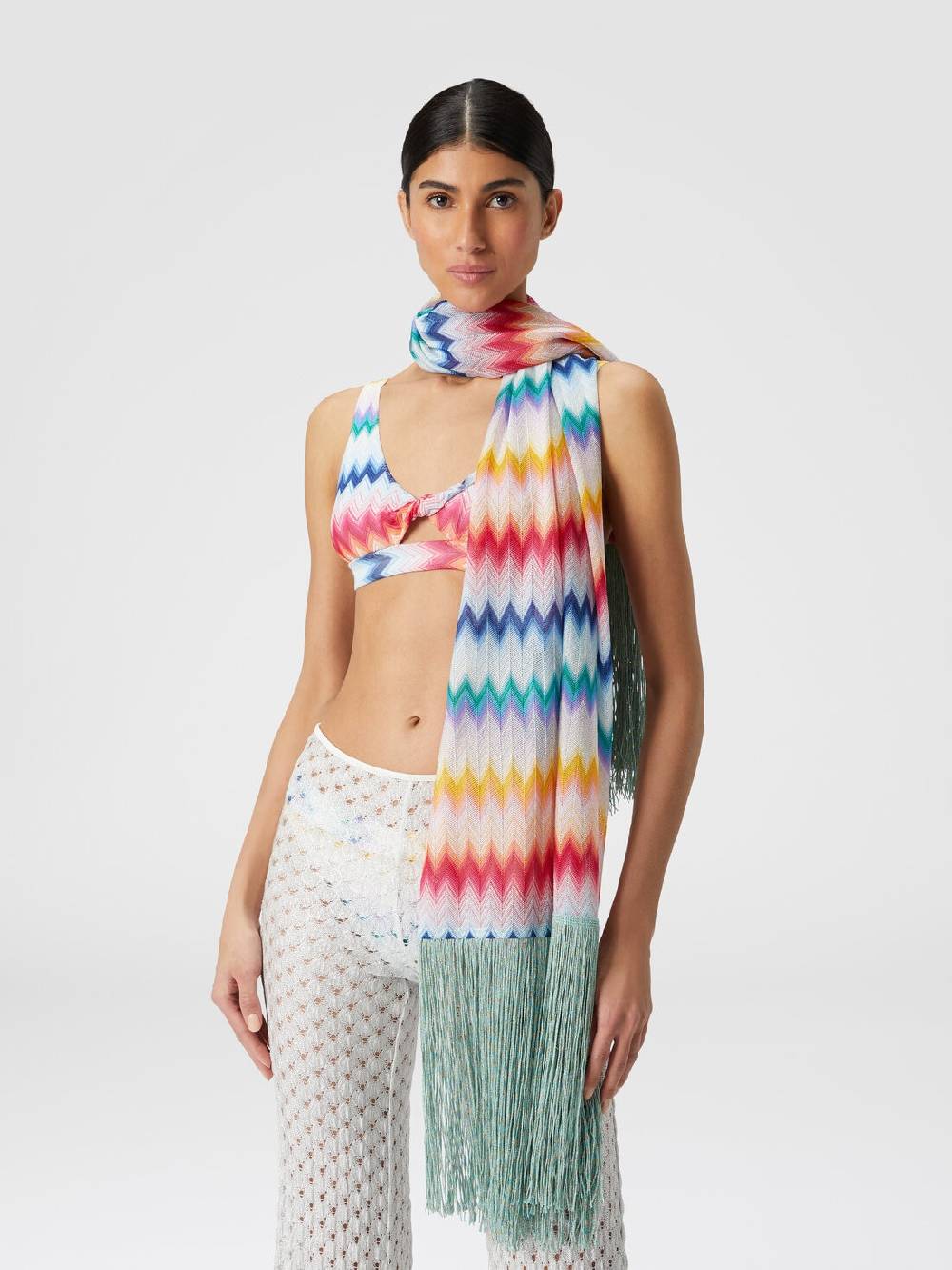 Missoni Stola In Viscosa Chevron Con Lamé