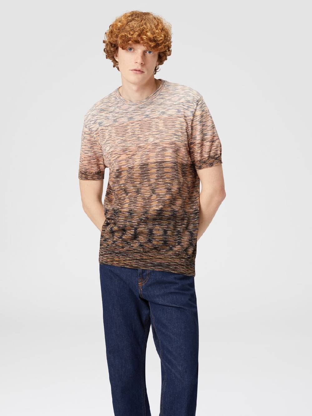 Missoni T-shirt In Maglia Fiammata Di Cotone