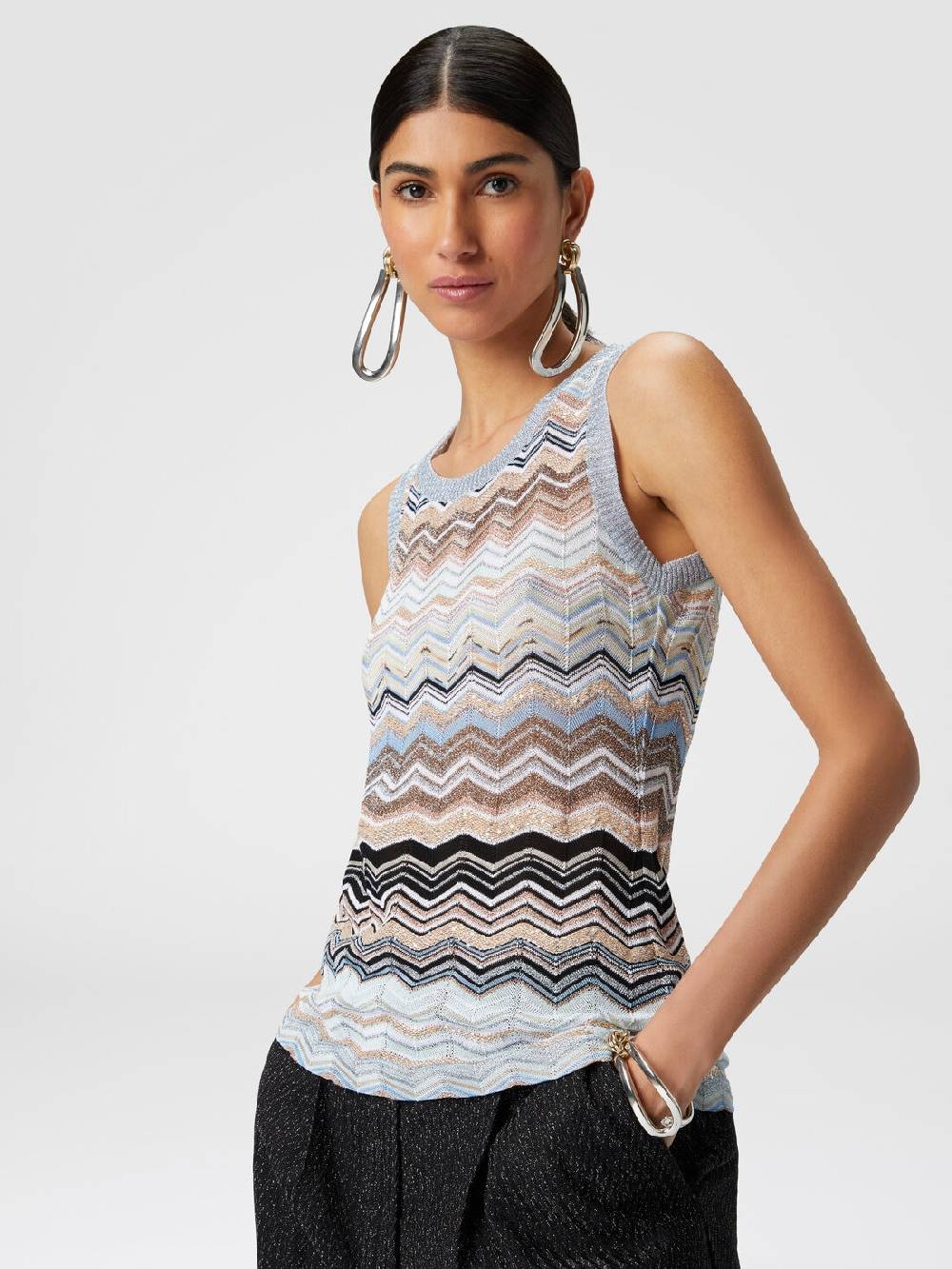Missoni Top In Maglia Chevron Lamé Con Paillettes