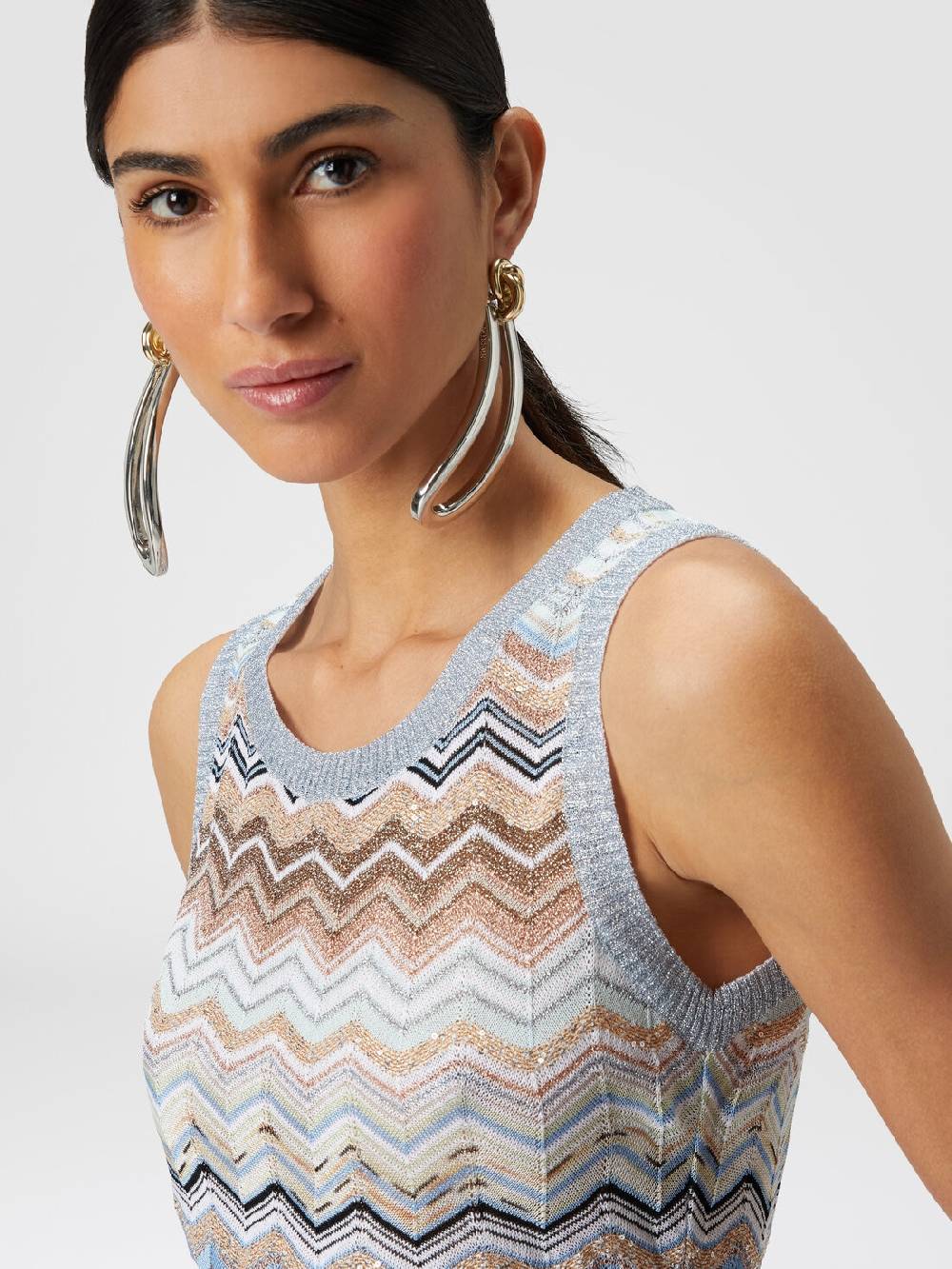 Missoni Top In Maglia Chevron Lamé Con Paillettes
