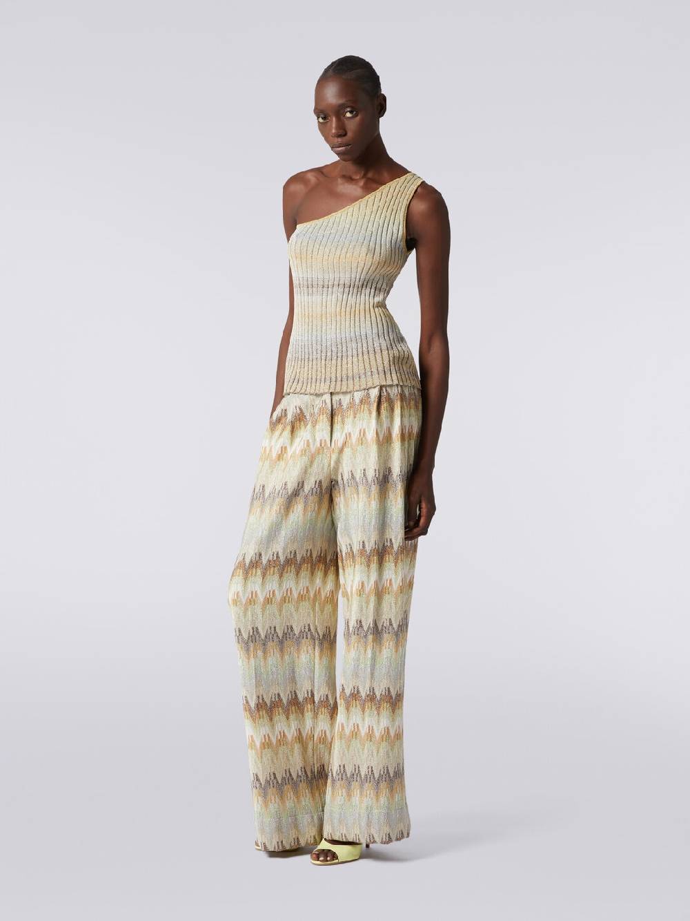 Missoni Top Monospalla In Viscosa Lamé A Costine