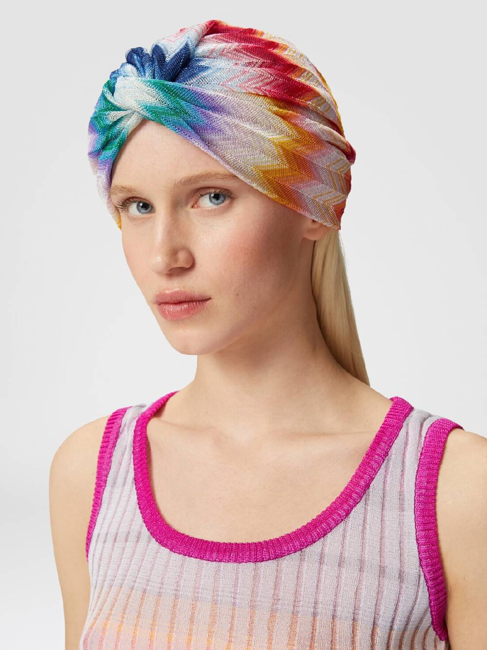 Missoni Turbante In Viscosa Chevron Con Lamé