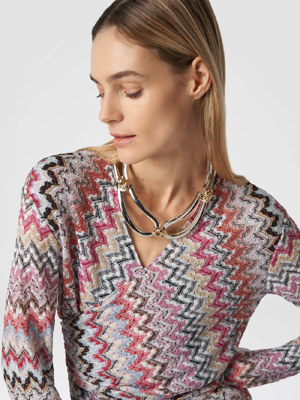 Missoni Tuta Lunga In Viscosa Lamé Zig Zag