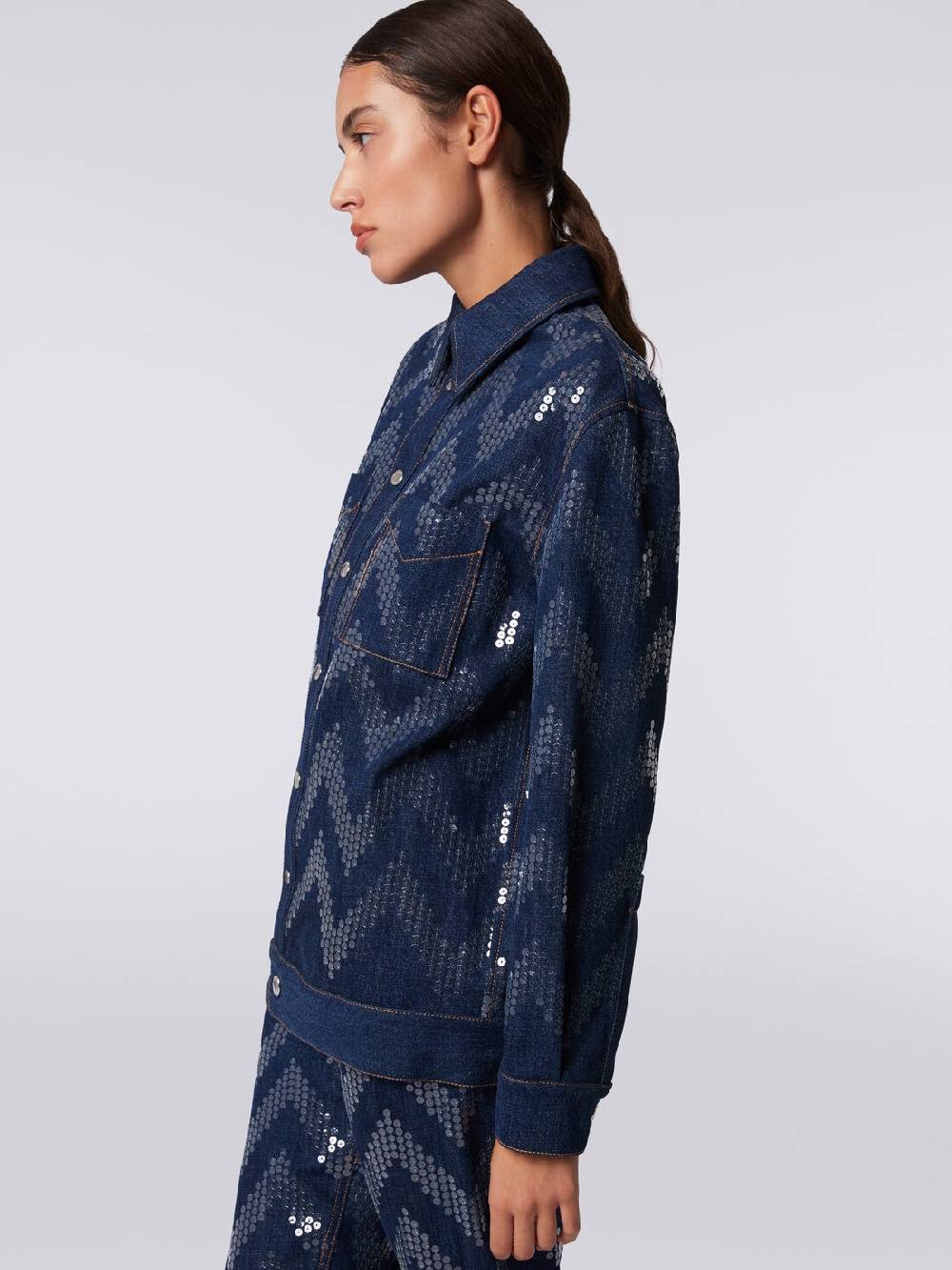 Missoni Overshirt In Denim Con Applicazione Di Paillettes