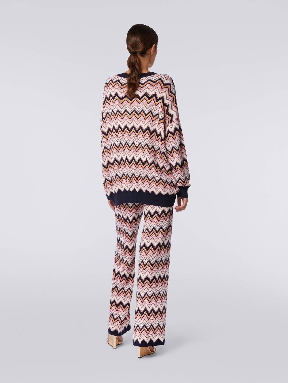 Missoni Pantaloni A Palazzo In Lana E Viscosa Chevron